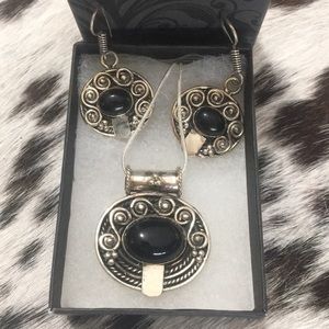 Black Onyx Necklace & Earring Set